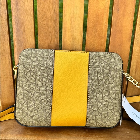 Calvin Klein Mustard Yellow Crossbody Bag with CK Monogram - NWT H8AE7WB - Picture 2 of 12